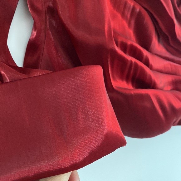 Red Formal Wrap Blouse - Picture 2 of 6